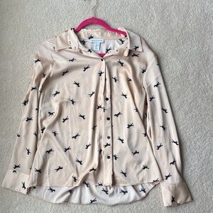 Beige Button Up w/Horses